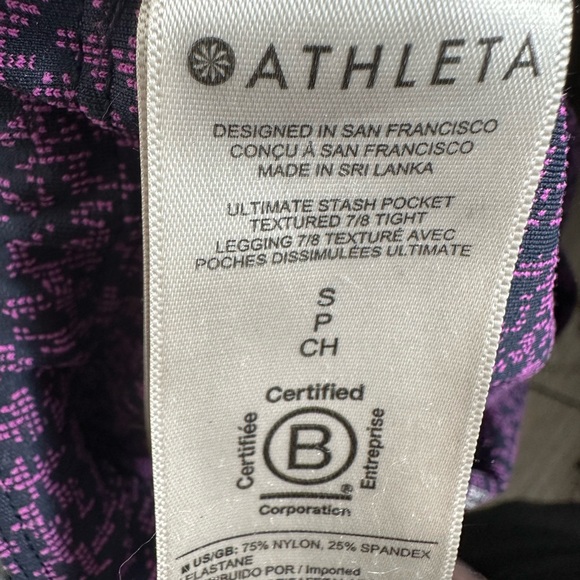 Athleta Ultimate Stash Pocket Textured 7/8 Tight Purple Size Small - Picture 5 of 6